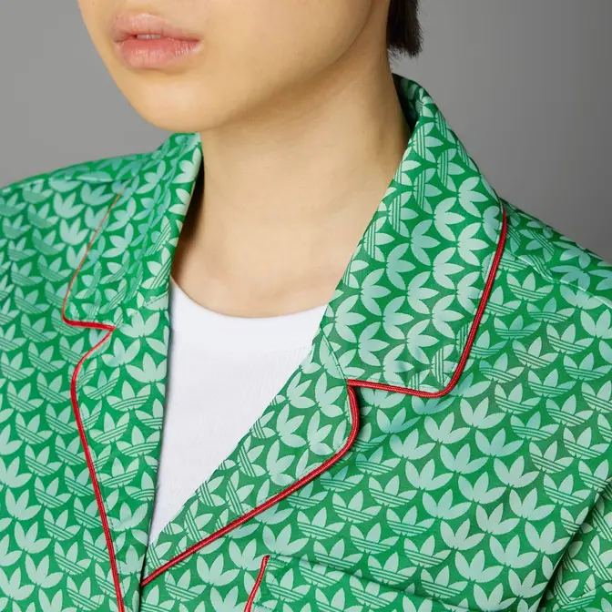 adidas Adicolor 70s Satin Shirt Green Front Closeup