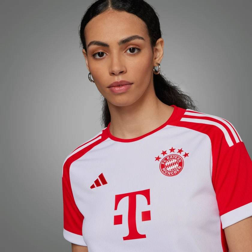 adidas FC Bayern 23 24 Home Jersey Women Team closeup
