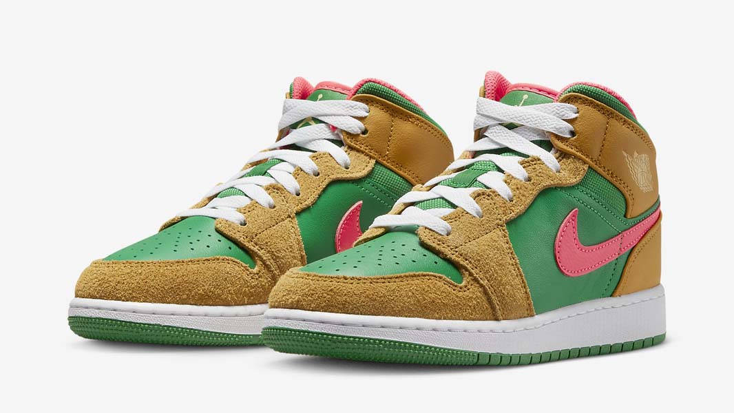 Air Jordan 1 Mid GS SE Wheat Watermelon Front