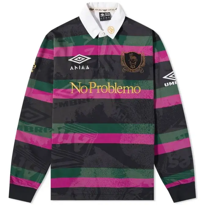 Aries x Umbro Lasered Rugby Shirt Black Feature