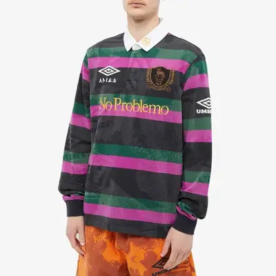 Aries x Umbro Lasered Rugby Shirt Black Front