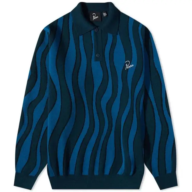 By Parra Aqua Weed Waves Knitted Polo Multi Feature