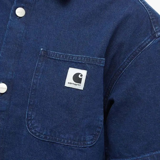 Carhartt WIP Lovilia Short Sleeve Denim Shirt Blue Closeup