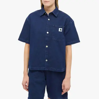 Carhartt WIP Lovilia Short Sleeve Denim Shirt Blue Front