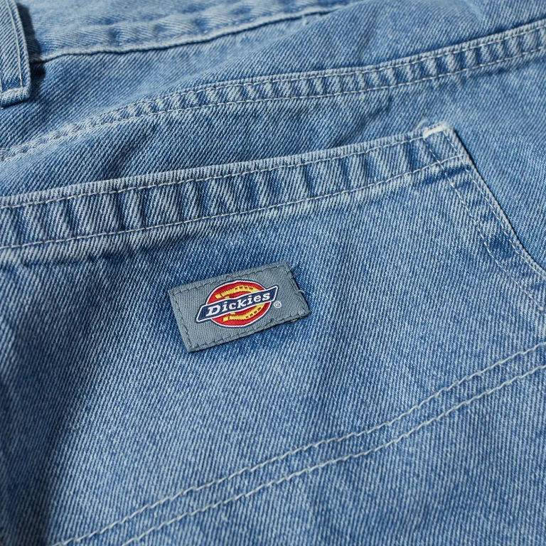 Dickies Double Knee Denim Pant Light Wash Logo Tag