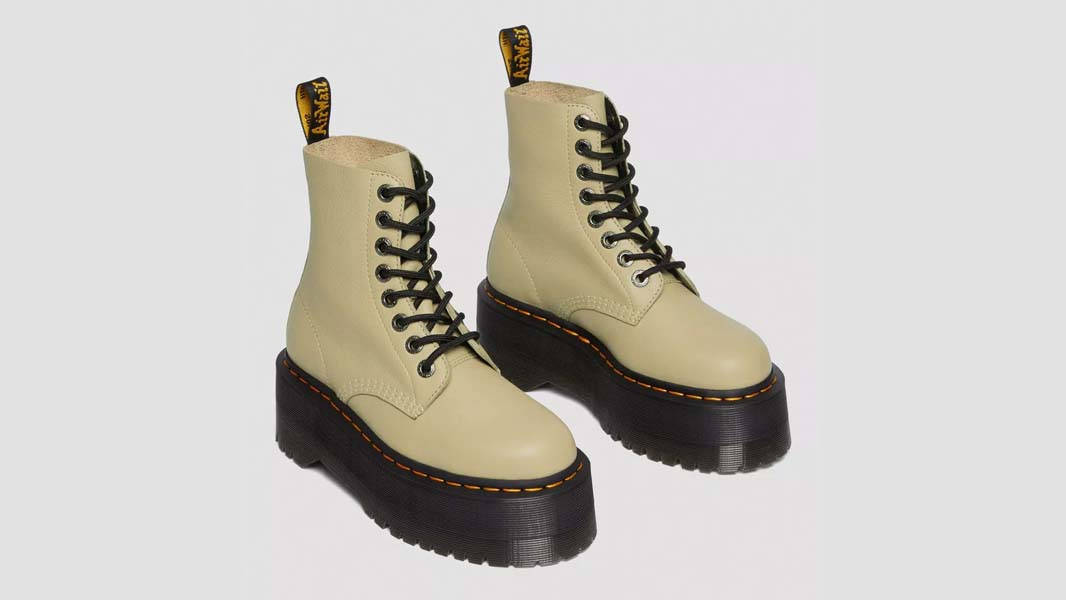 DR. MARTENS 1460 Pascal Pisa Max Platform Boots - Pale Olive 1460 Pascal max boots in pale olive main image 3