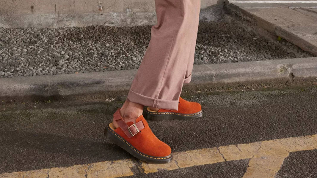 Dr. Martens Jorge 2 Slingback Mules Rust Tan 30762875 on feet