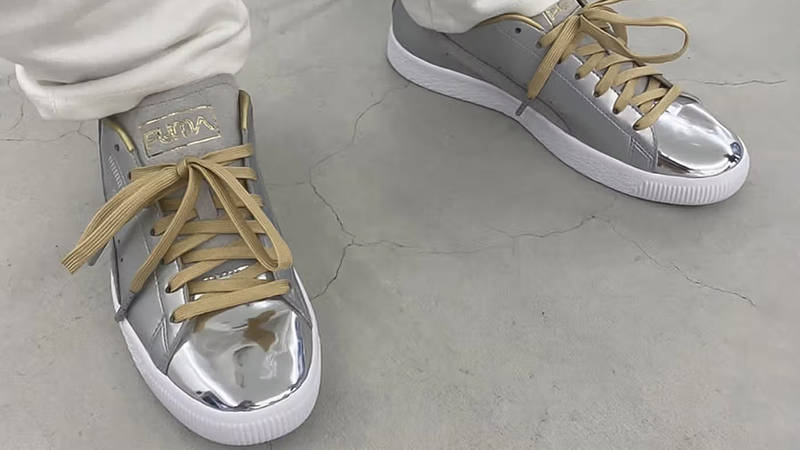 Hajime Sorayama x Puma Clyde 50th Anniversary Silver on feet
