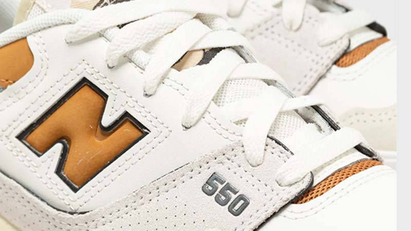 New Balance 550 Sea Salt Orange Closeup
