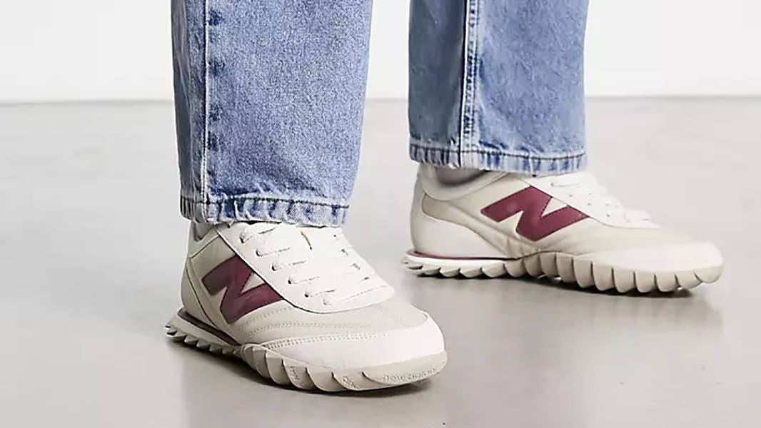 New Balance RC30 White Burgundy on feet
