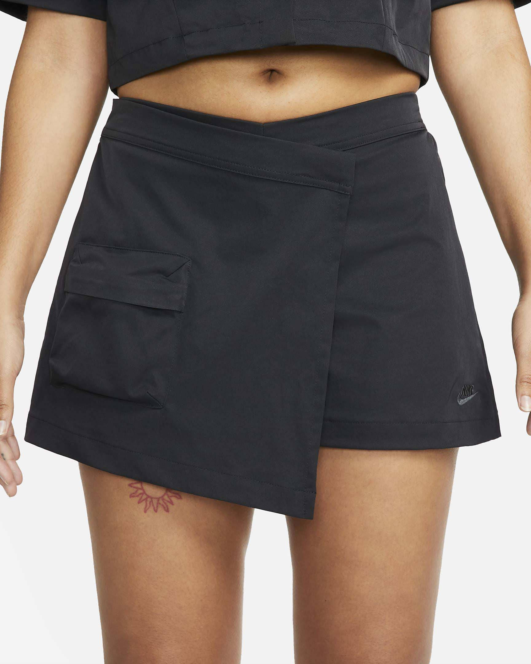 Nike Sportswear Tech Pack Mid-Rise Skort Black Front