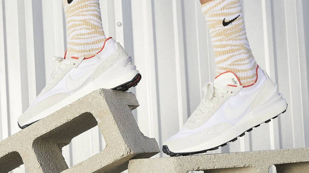 Nike Waffle One Vintage White Picante Red DX2929-101 on feet 2