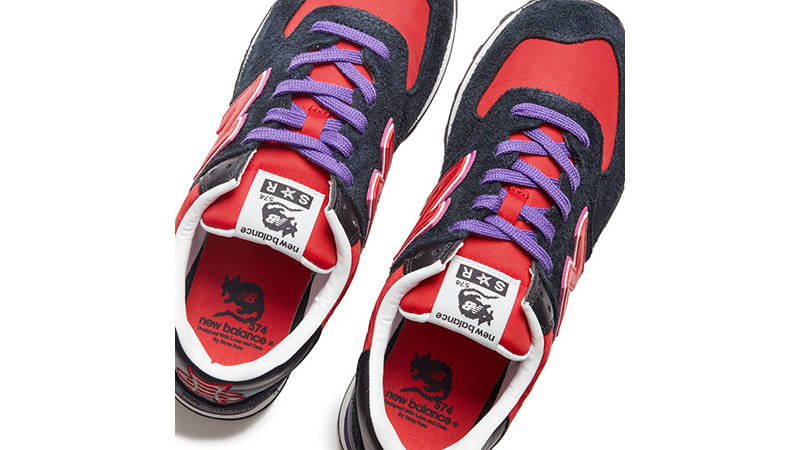 Stray Rats x New Balance 574 Black Red from top