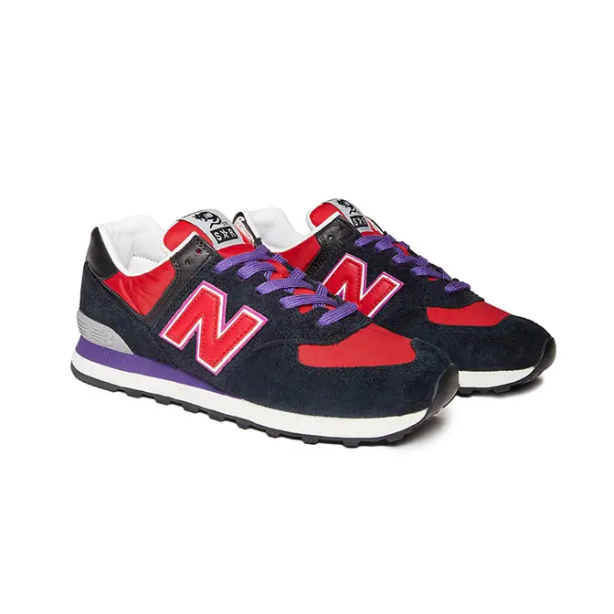 new balance 574 pink iridescent 574 Black Red front