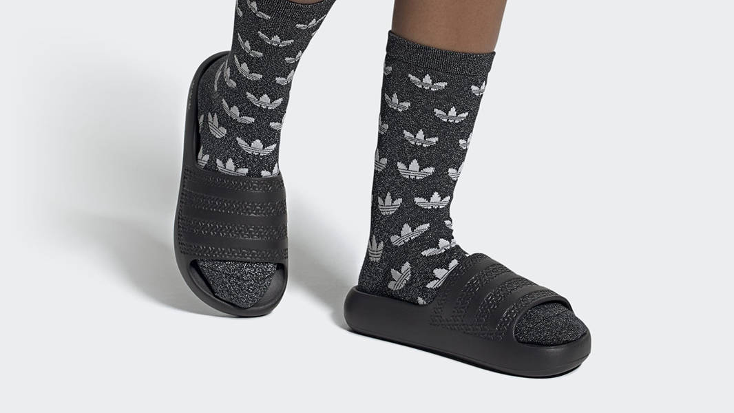 adidas Adilette Ayoon Slides Black GX1979 on feet