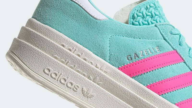 adidas Gazelle Bold Flash Aqua Pink Closeup
