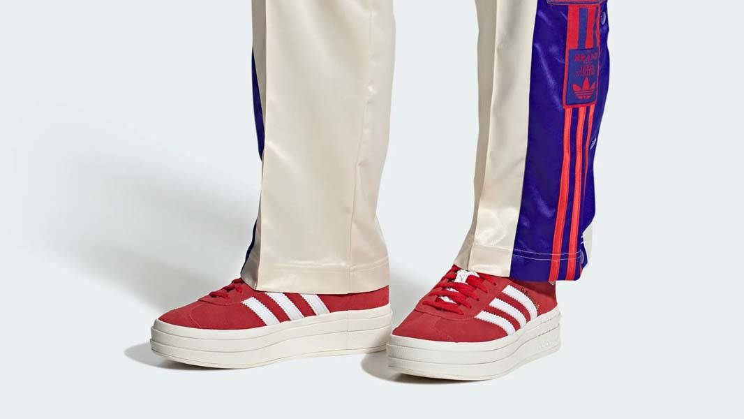 adidas Gazelle Bold Red White On Foot