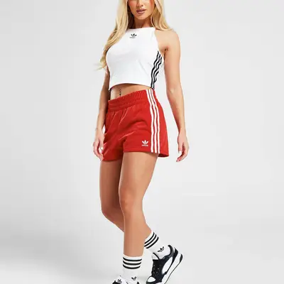 adidas kim Originals 3-Stripes Poly Shorts Red Full Image