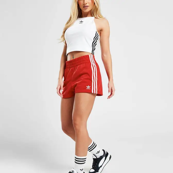 adidas kim Originals 3-Stripes Poly Shorts Red Full Image