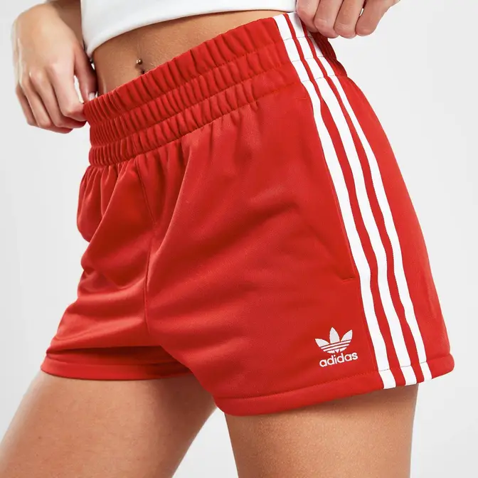 adidas kim Originals 3-Stripes Poly Shorts Red Logo