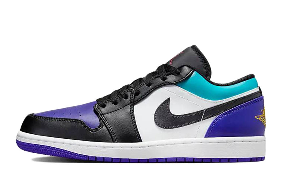 Black jordans with purple and blue hotsell