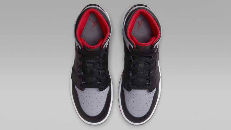 Air Jordan 1 Mid GS Black Grey Red Middle