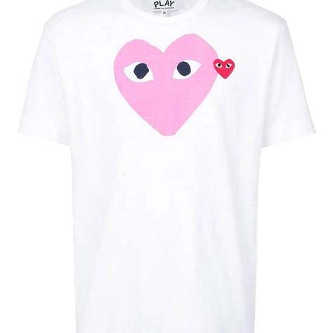 Comme des Garçons PLAY Large Pink Heart T-Shirt 4 Pink Feature