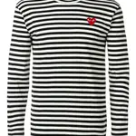Comme des Garçons PLAY Red Heart Striped Long Sleeve T-Shirt 1 Black Feature