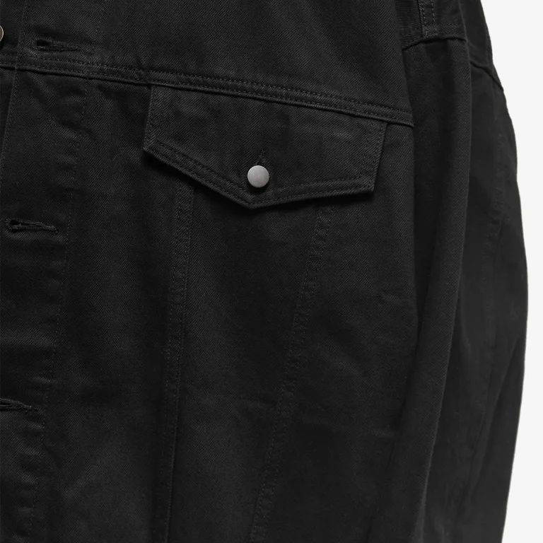 Fear of God ESSENTIALS Core 23 Denim Jacket Black Front Closeup
