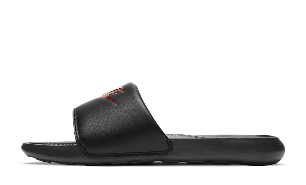 nike slides black and red