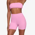 SKIMS Mid-rise Recycled Stretch-nylon Swim Shorts Light Pink Front
