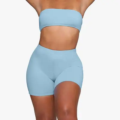Skims Swim Recycled Stretch-Nylon Swim Shorts Iris Blue Front