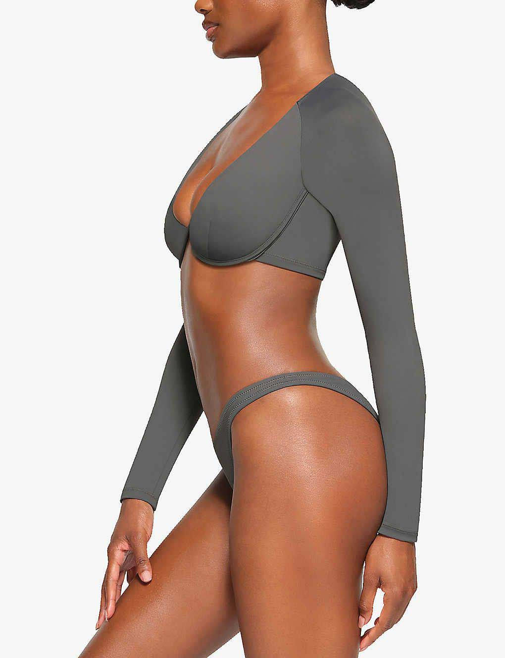 Skims Womens Gunmetal Triangle Recycled Stretch-nylon Bikini Top Xs