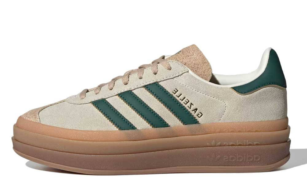 ☆大人気☆adidas Originals Gazelle cream/green with gum sole adidas Originals Gazelle Bold platform trainers in cream and