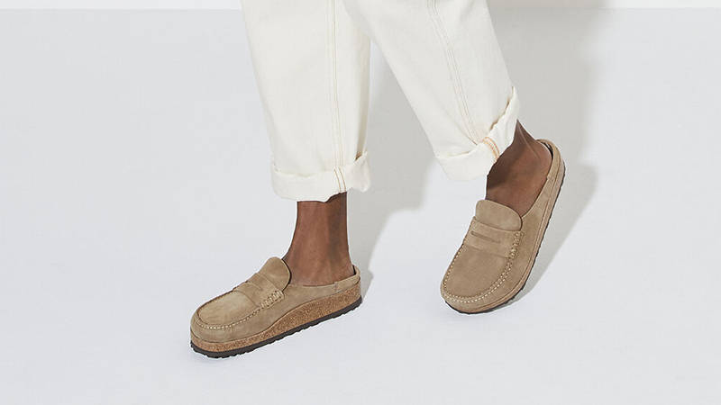 Birkenstock Naples Taupe 1025003 on feet