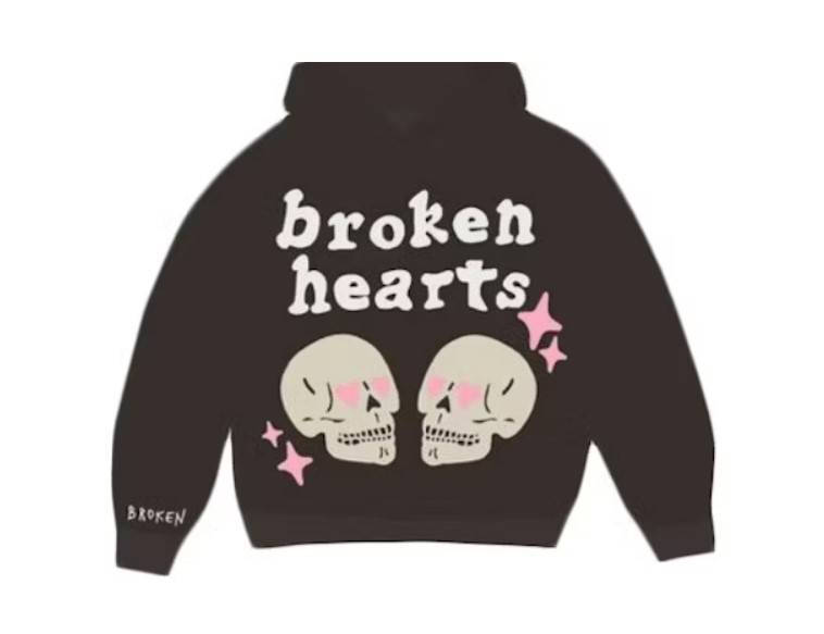 Broken Planet Market Broken Hearts Hoodie Dark Brown Feature