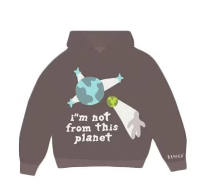 Broken Planet Market I_m Not From This Planet Hoodie Brown] Feature