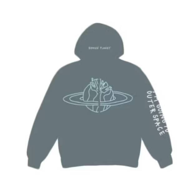 Broken Planet Market Outer Space Zip Up Hoodie Blue Feature