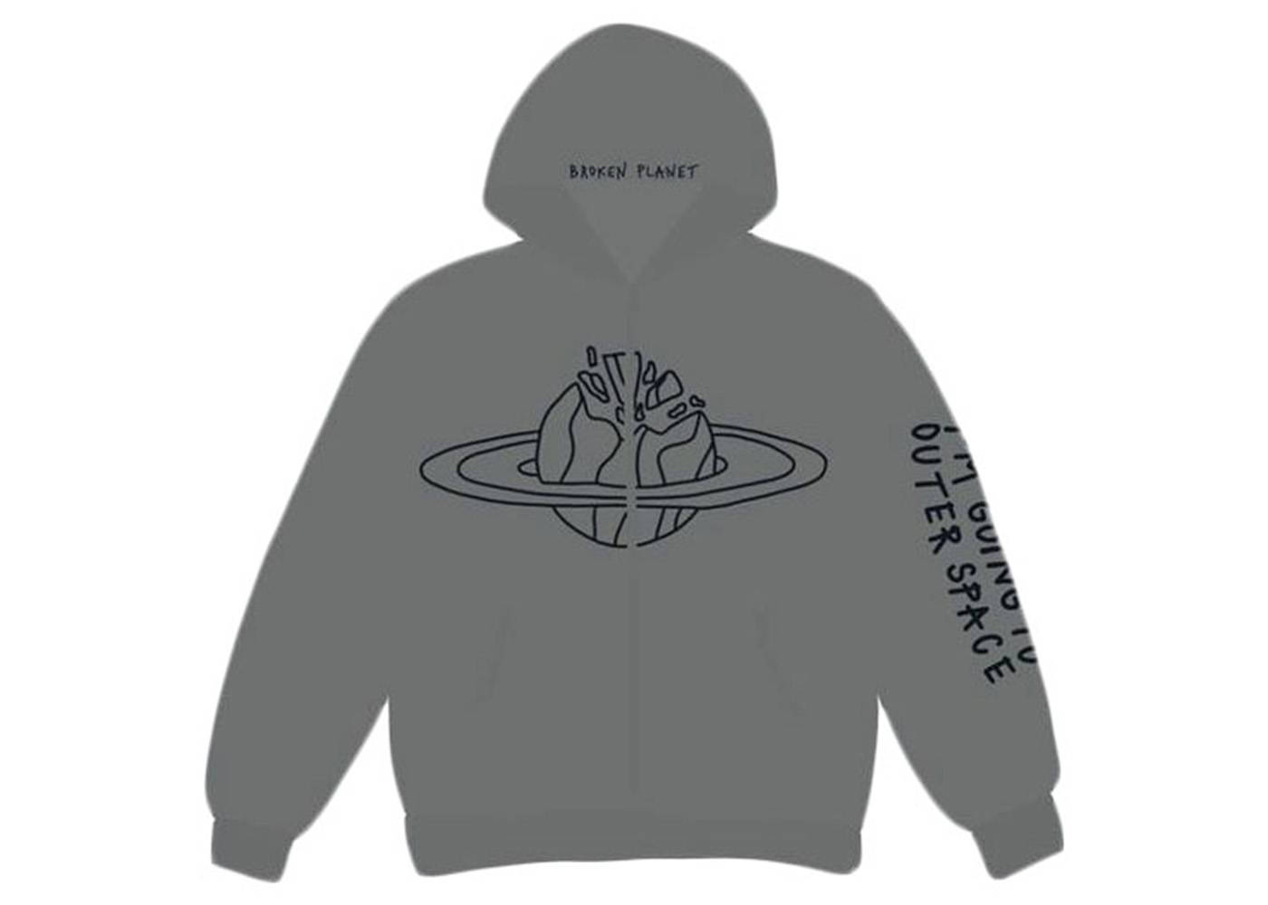 Broken Planet Market Outer Space Zip Up Hoodie Shadow Grey Feature