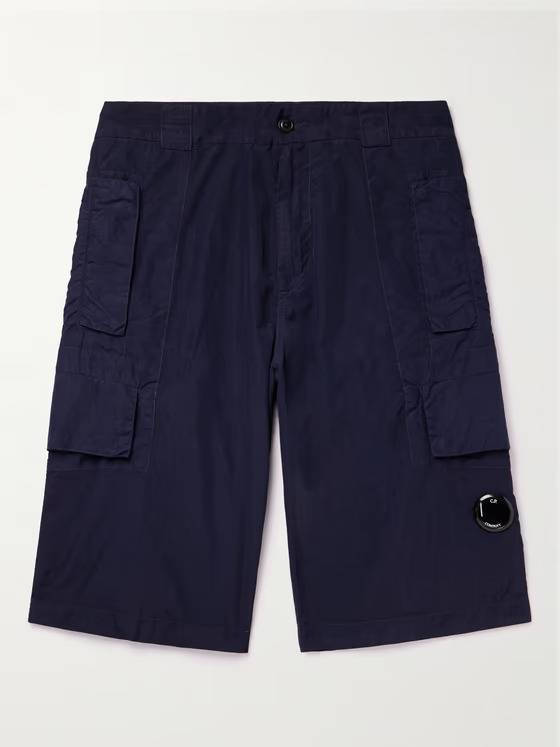 C.P. Company Straight-Leg Logo-Appliquéd Shell Cargo Shorts Navy Feature
