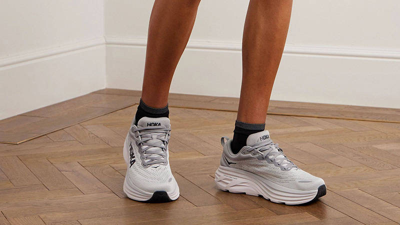 Hoka One One Bondi 8 Grey on foot