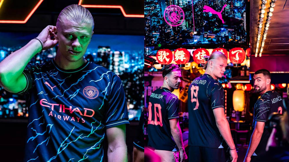 Manchester City's 2023/24 Third Kit Takes Shape Under Tokyo's Bright Lights