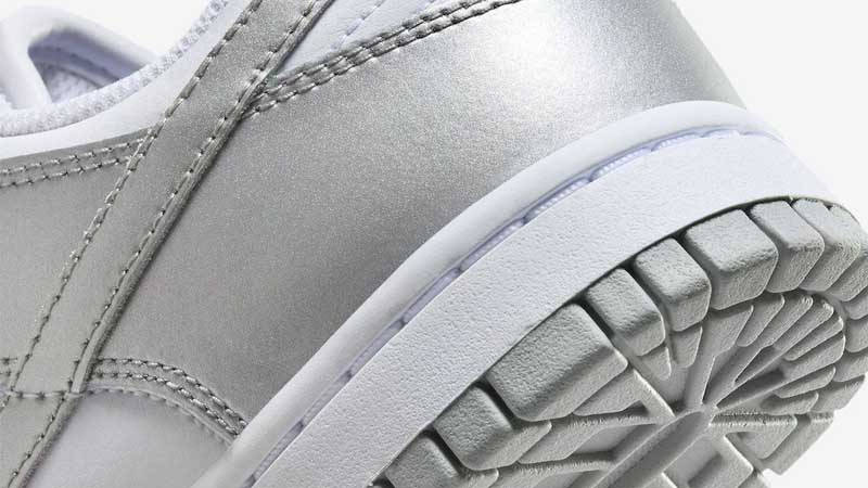 Nike Dunk Low Metallic Silver Blue Joy Closeup