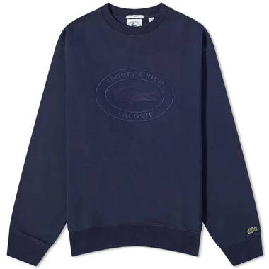 x CDG Play x Lacoste Oval Logo Embroidered Crew Sweat