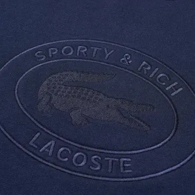 Sporty _ Rich x Lacoste Oval Logo Embroidered Crew Sweat Marine Logo