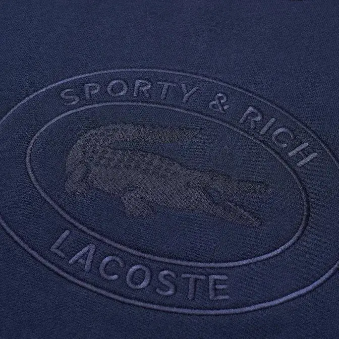 Sporty _ Rich x Lacoste Oval Logo Embroidered Crew Sweat Marine Logo
