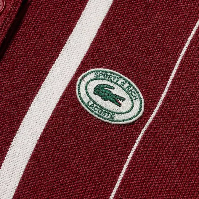 Sporty _ Rich x Lacoste Striped Knitted Polo Pinot Logo