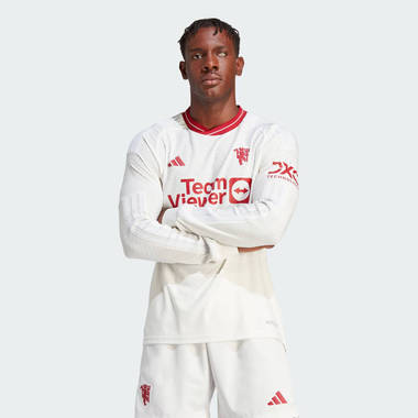 adidas manchester united 23 24 long sleeve third authentic jersey cloud white feature w380 h380