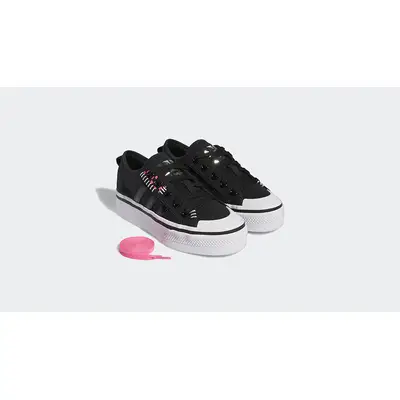adidas Nizza Platform Black Solar Pink front withe xtra lace