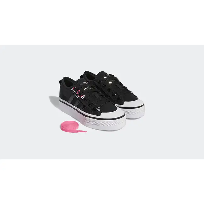 adidas Nizza Platform Black Solar Pink front withe xtra lace
